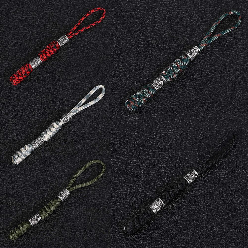Outdoor Survival Kit Lucky Jewelry Parachute Cord Keychains Charms Rune Bead Car Key Chain Keychain