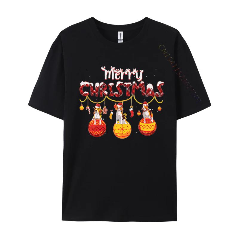 Beagle Dog Red Plaid Santa Merry Christmas Tshirt Print Casual Slim Fit Tshirt Top Graphic Tee Cotton