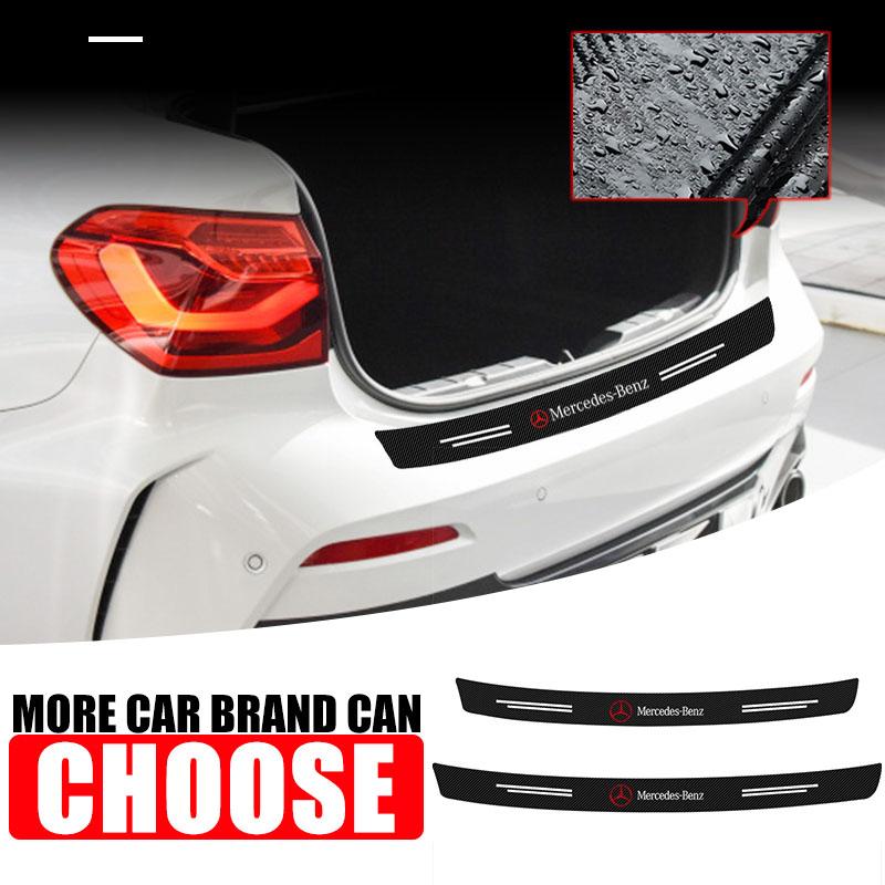 AABIF1 Carbon Fiber Door Sill Car Rear Trunk Bumper Guard Plate Protector Stickers Caps For Mercedes Benz A B C E S AMG CLA CLK GLA