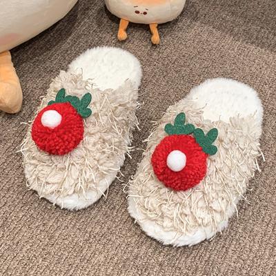 2024 Теплые тапочки для девочек Зимняя новая мода в корейском стиле Мягкая подошва Нескользящая повседневная универсальная шикарная плюшевая обувь