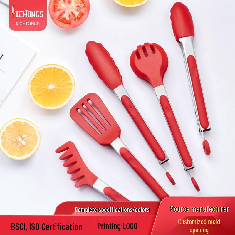 Custom Silicone & Stainless Steel Food Tongs for Home, Restaurant, BBQ, Buffet, Baking, and Pasta