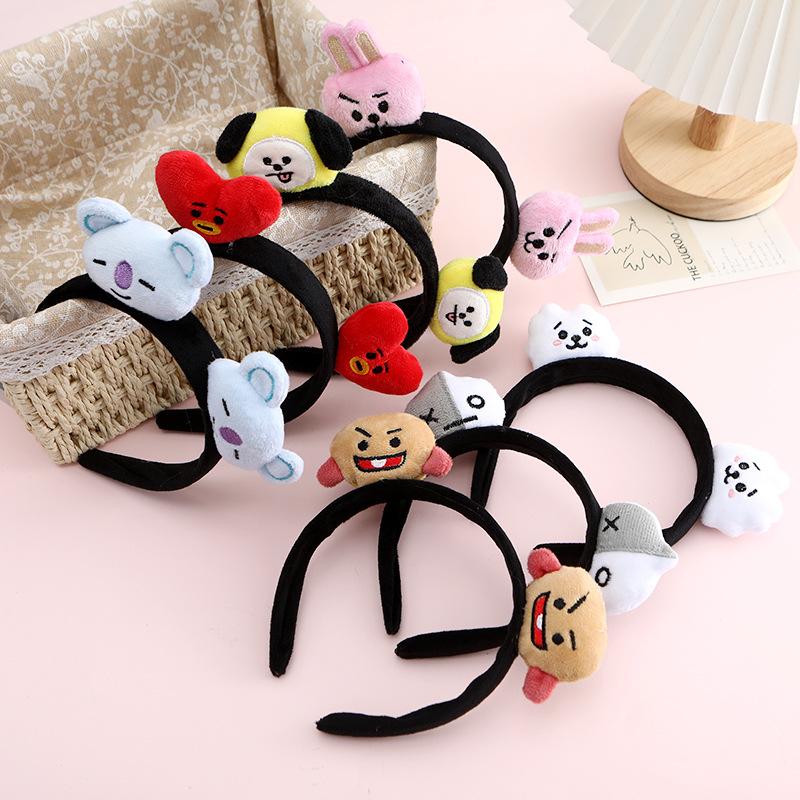 Мультяшная милая плюшевая кукла BT21, повязка на голову, подходит для повседневного использования, аксессуар для волос для девочек, аниме-аксессуар, подарок на день рождения