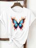 (Asian Size) Print Tee Feather Trend Style 90s Top Women Woman Fashion Clothing T Shirt  Female Short Sleeve Graphic T-shirts