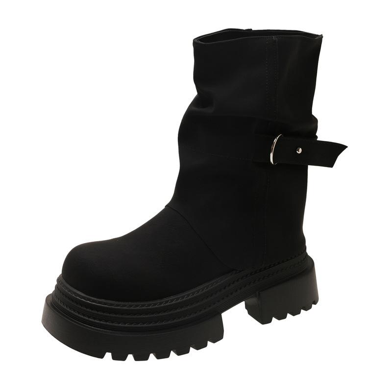 Нишевый дизайн, простые и универсальные ботинки Мартина, новые ботинки на толстой подошве, увеличивающие рост и стройнящие, для осени 2025 года