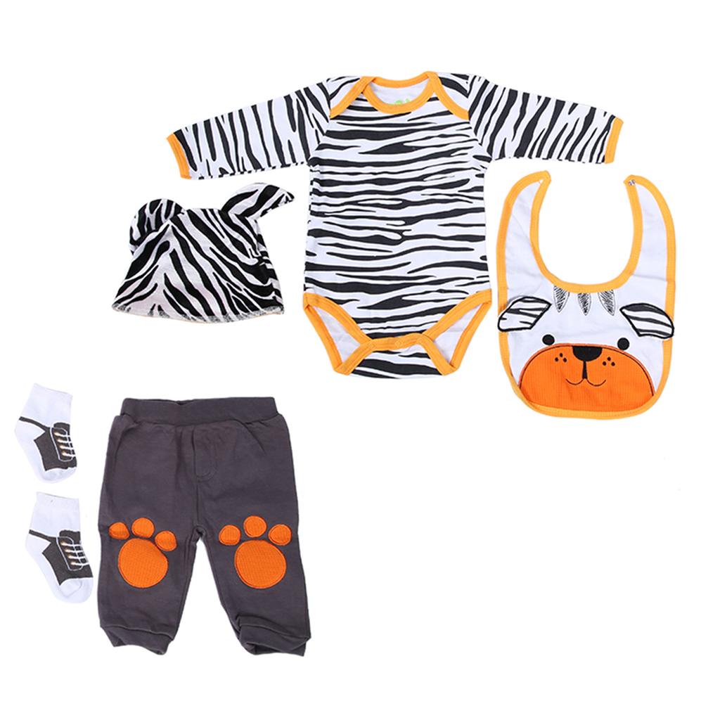 Simulation Infant Doll Clothes Set Cute Striped Cartoon Bear Clothes for 20?22 Inch Doll