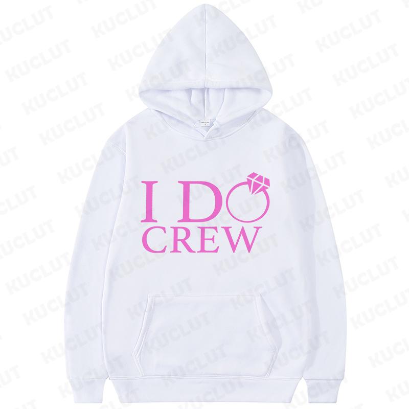 I DO Crew Bridal Party Hoodies Diamond Ring 2D Print Bachelorette Sweatshirts Team Bride Hooded Tops for Bridal Shower & Wedding