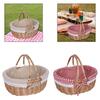 Picnic Basket with Lid Lightweight Handwoven Storage Basket Handmade Woven Basket Storage Bin for Park Chips Vegetables Fruits
