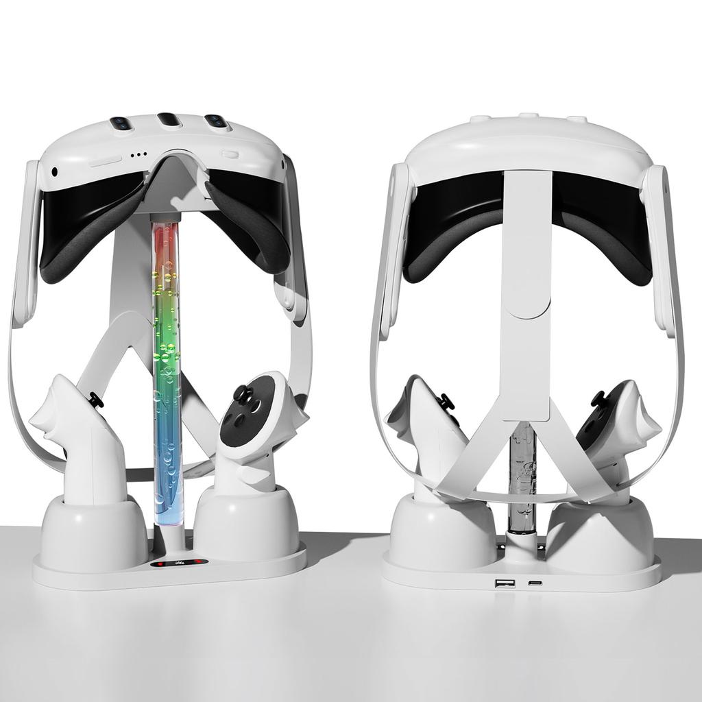 Stylish Charging Dock with LED Light VR Headset Charger Stand Organize & Charge Your Headset for Meta Quest 3 Headset