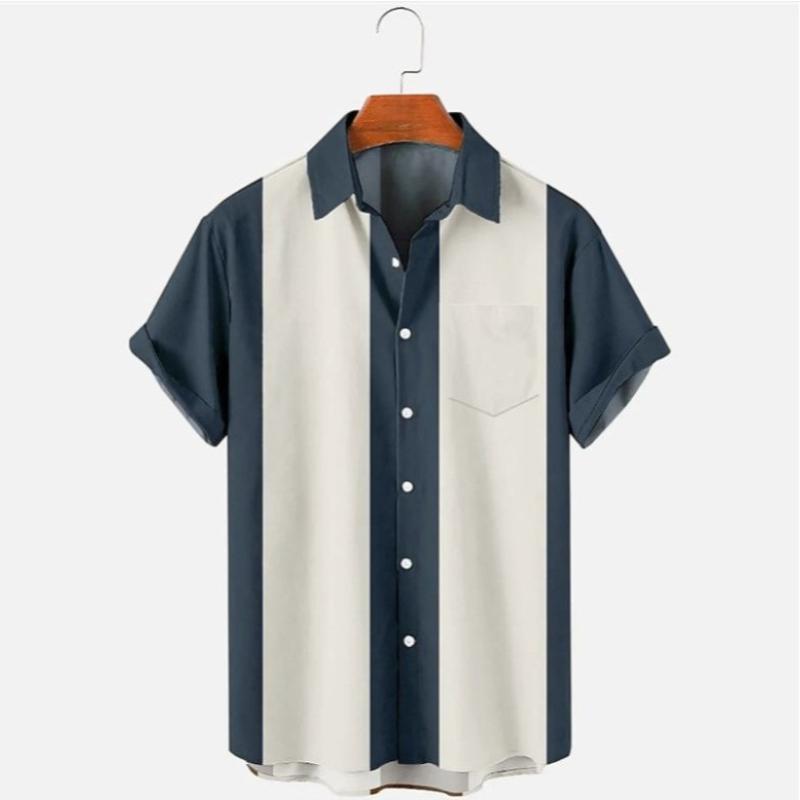 Новая летняя повседневная гавайская рубашка с принтом, мужская праздничная рубашка в полоску с морским принтом