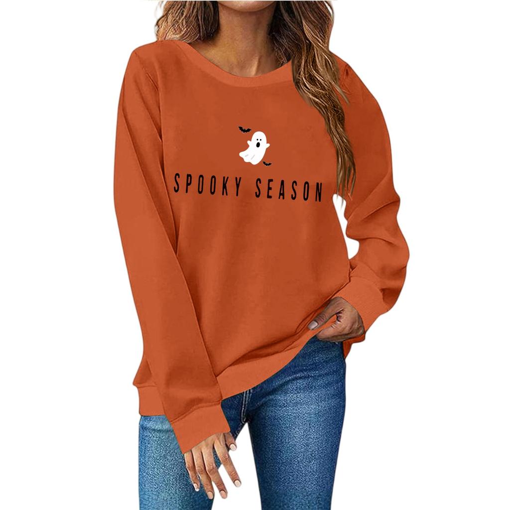 Женская мода повседневный принт повседневный длинный рукав круглый вырез толстовка топ