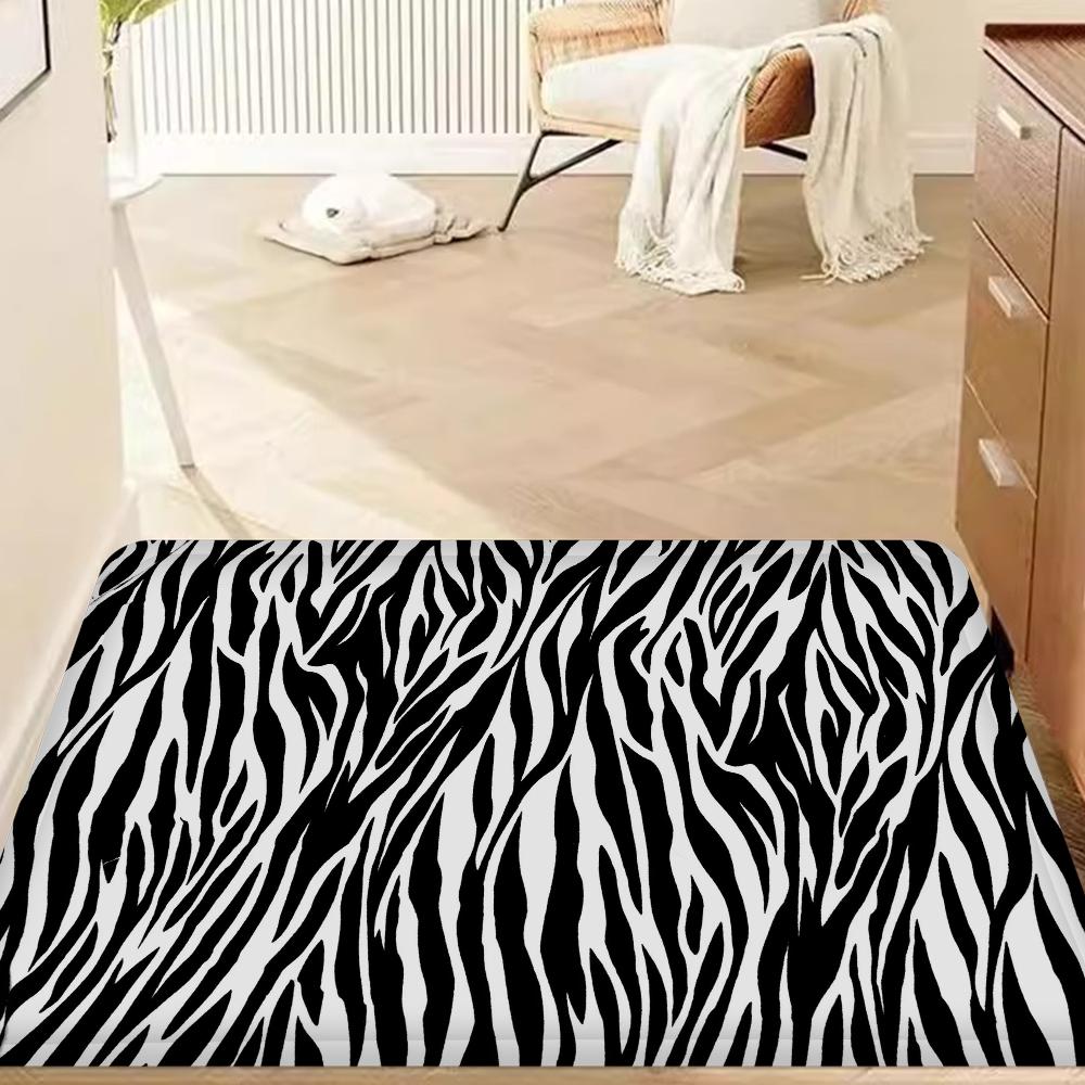 Zebra-stripe Floor Mat Bathroom Mat Kids Room Bedroom Decoration Balcony Anti-Slip Doormat Living Room Bedside Area Rugs