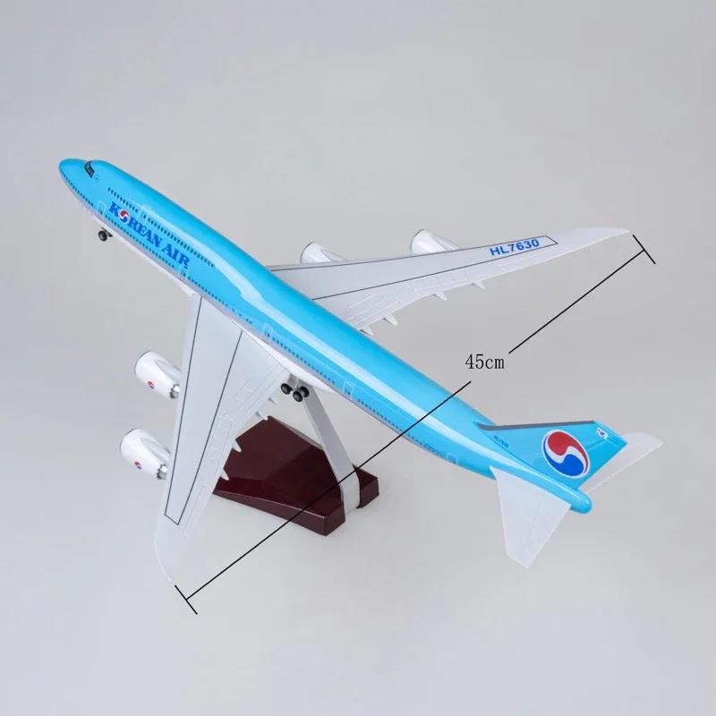Новый 1/160 Самолет Korean Air 747 B747-8 Авиакомпания Гражданский Авиалайнер Модель Светодиодная Подсветка Шасси 47СМ Модель Самолета Подарки Дисплей