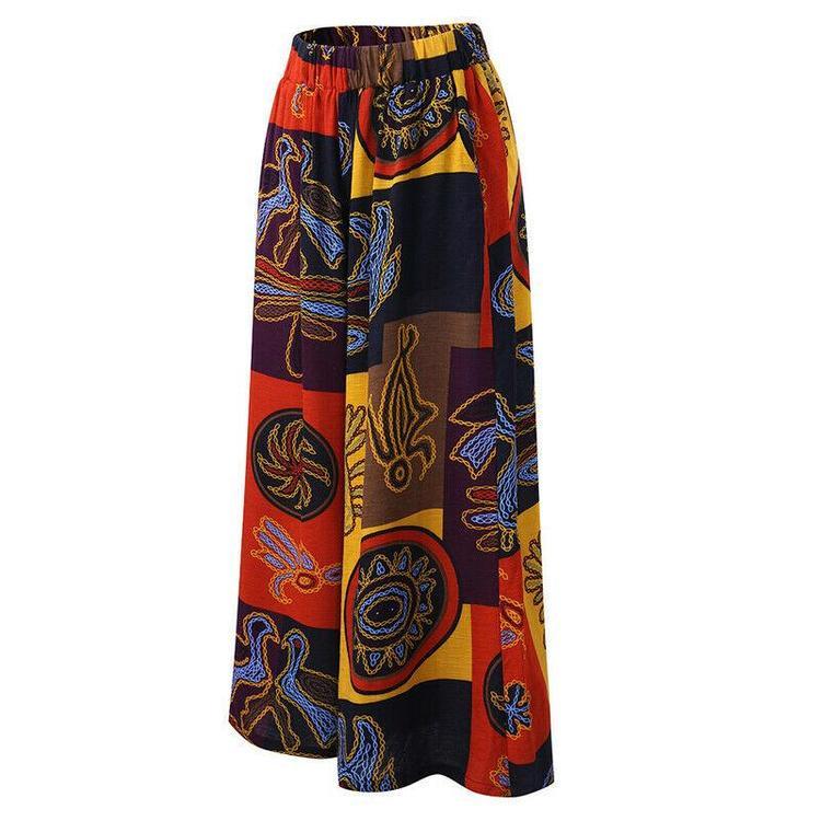 Bohemia Style Women Wide Leg Long Pants Female Large Size Loose Trousers