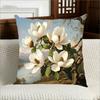 Vintage Magnolia Flower Print Throw Pillow Cover, Floral Landscape Art Decorative Cushion Case For Sofa Bedroom