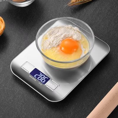 5кг/1г Многофункциональные электрические цифровые кухонные весы для продуктов ЖК-дисплей, Высокоточные водонепроницаемые измерительные весы Нержавеющая сталь