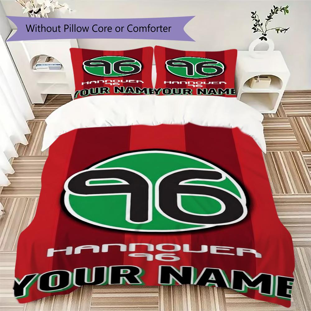 Custom Name Hannover 96 Pattern Bedding uilt Set uilt Cover Pillowcase Home Decoration Birthday Gift (1*duvet cover+2*pillowcase without core)
