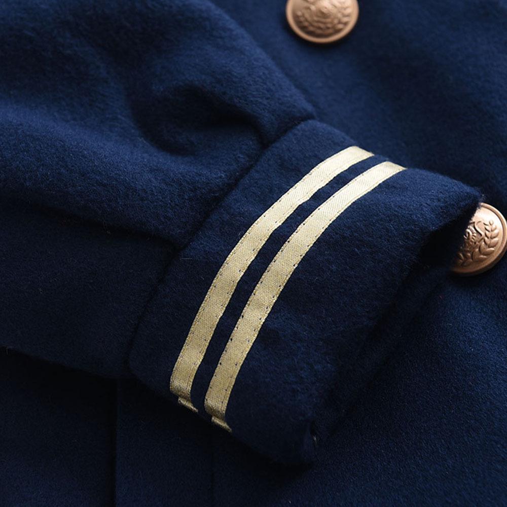 2023 Осень/Зима Женское Темно-синее Шерстяное Пальто - Корейский Стиль С Длинными Рукавами В Колледже