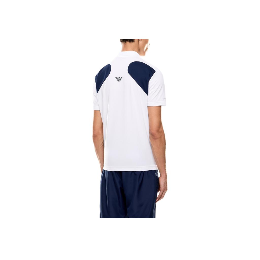 Emporio Armani Мужская футболка-поло с коротким рукавом EA7, двухцветный логотип, на пуговицах, верх, Белый, 7M000168-AF13755-U0002