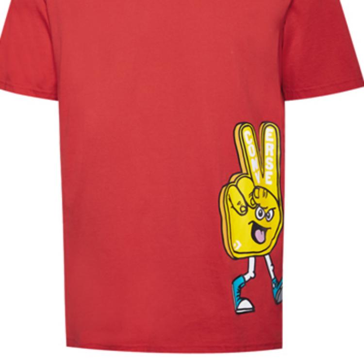 Men's Converse T-Shirts Men's Red Crew Neck Moderate Straight Fit