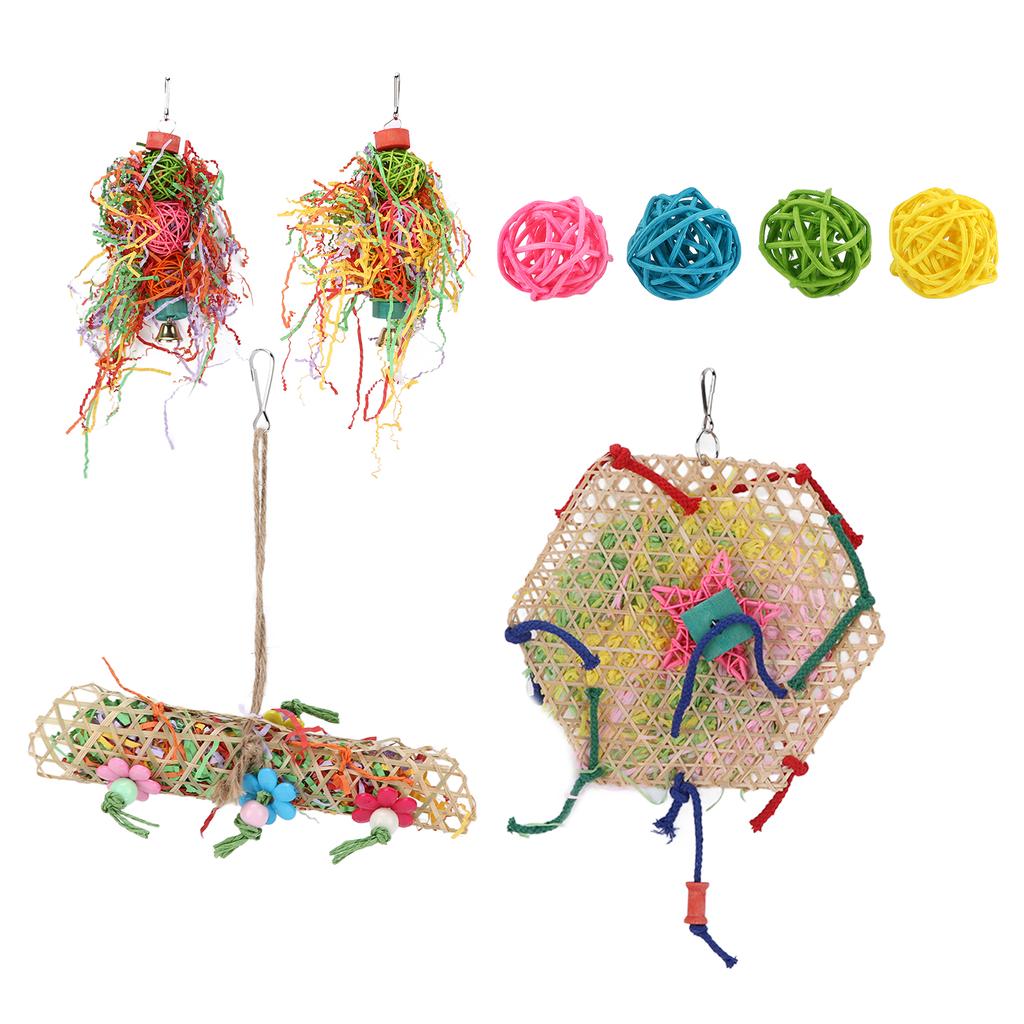 Bird Chewing Toys Bird Colorful Foraging Shredder Toy with Swing for Small Medium Parrots