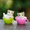 Mini Teacup Cat Pvc Figurines Desktop Decor Collectible Display Toys Kids Gift