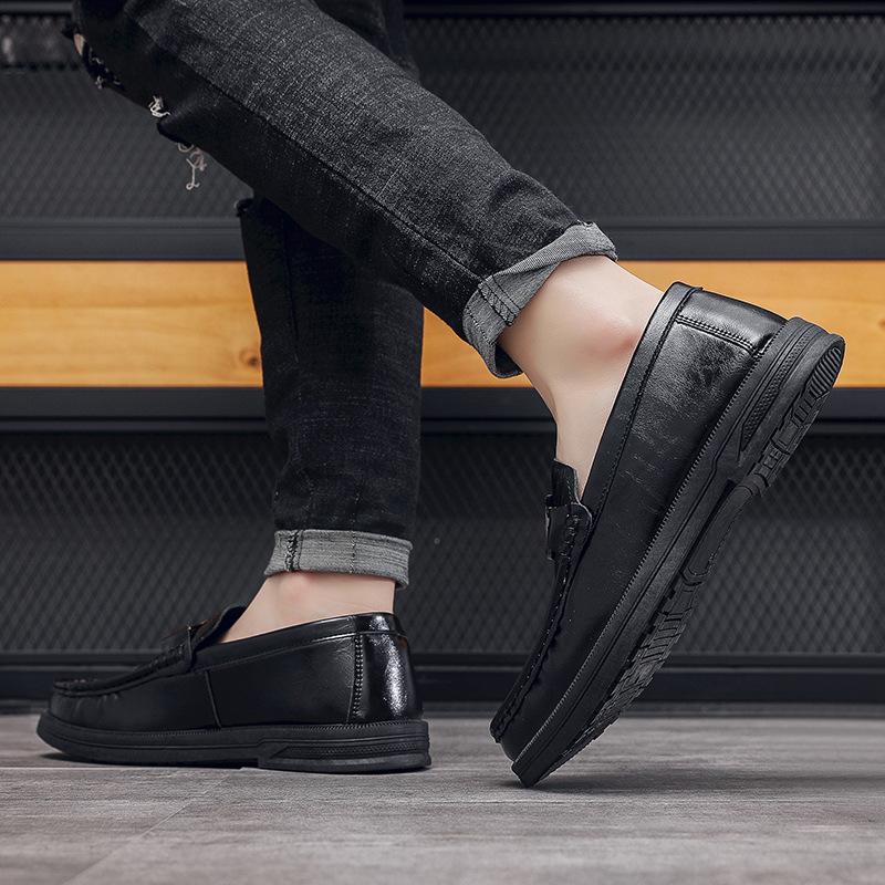 Мужская повседневная кожаная обувь весна новая мягкая подошва ленивая обувь мужская обувь на один педаль мужская обувь 2024 новая нескользящая и износостойкая