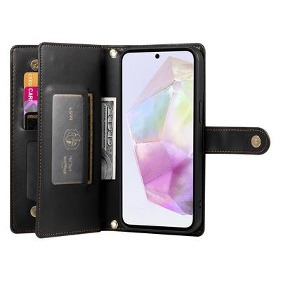 DF-011 Чехол для Samsung Galaxy A35 5G из ПУ кожи с карманом на молнии, откидной чехол-фолио для телефона