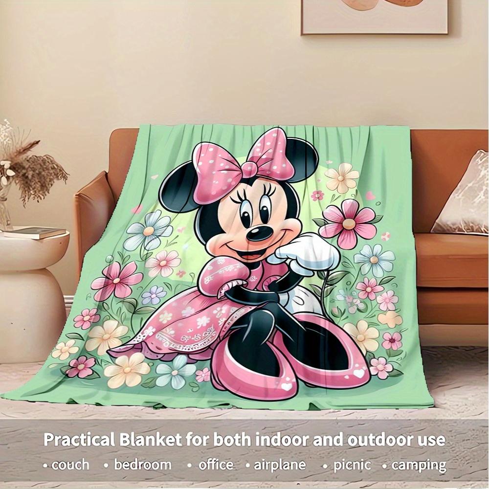 1pc Flannel Minnie Mouse Flower Bedding Throw Blanket Sofa Cover Gift Home Decor Lightweight Soft Warm Throw Blanket for