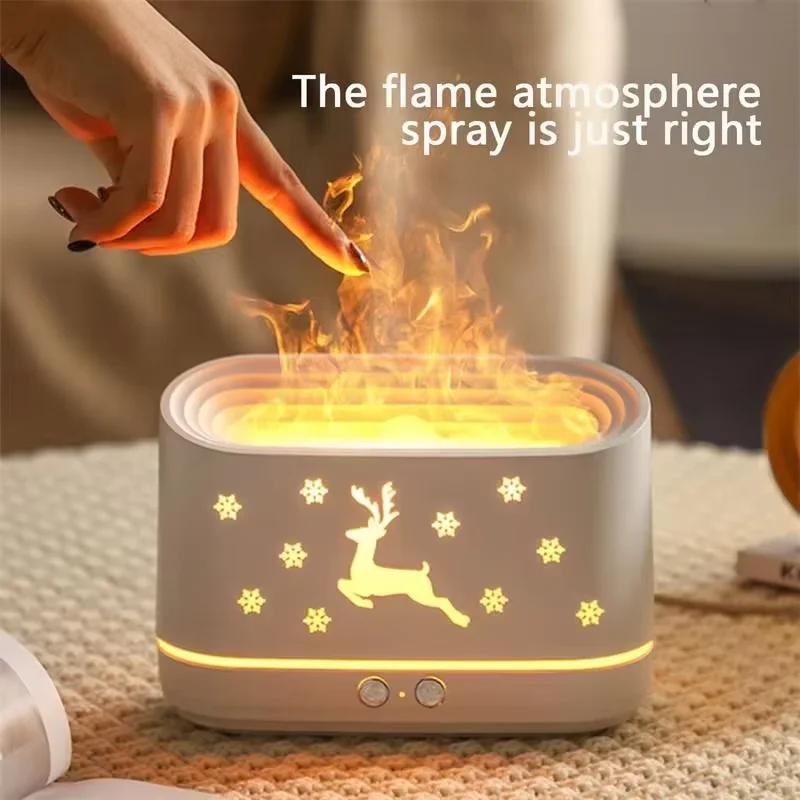 Portable USB Flame Aromatherapy Humidifier, Small Office Desktop USB Humidified Air Purification Simulation Flame Night Light