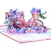 Ручная объемная pop-up открытка-поздравление Нежная ручная 3D-открытка-поздравление с тематикой Цветов, Бабочек, Велосипедов