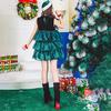 Christmas Sleeveless Green Cake Dress Cosplay Costume Party Stage Performance