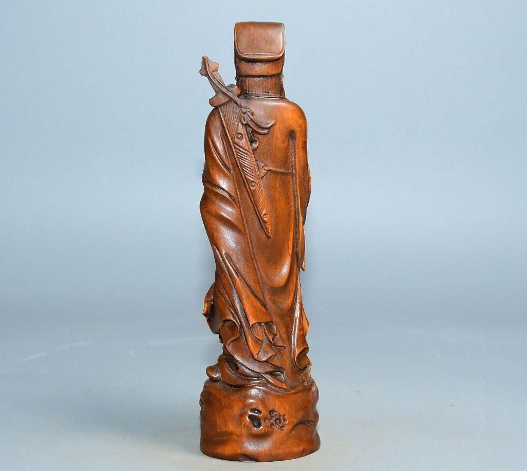 China Natural Boxwood Carved Exquisite Figure Statue Wooden Sculpture Home Decor