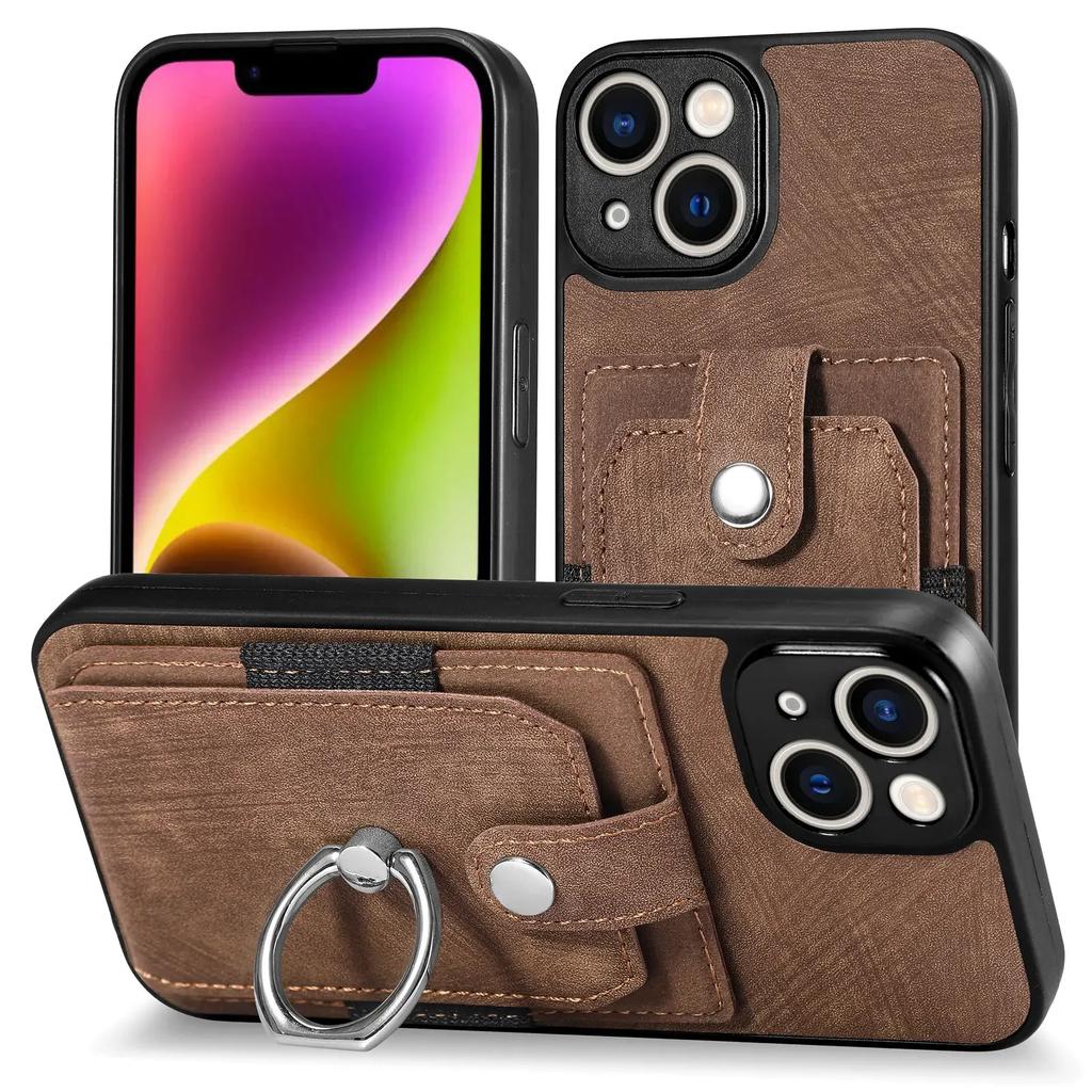 Ring Holder Leather Cards Solt Wallet Case for iPhone 14 16 Pro Max 13 11 12 Mini 15 Plus XS XR Se 2022 Magnetic Stand Bag Cover