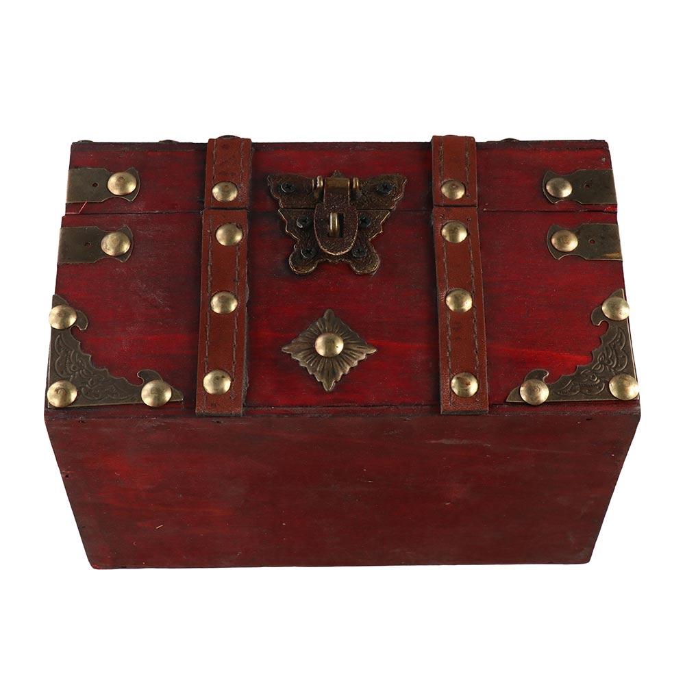 Vintage Wooden Treasure Box Antique Design Trunk Containers Organizer Jewelry Box  Trinket