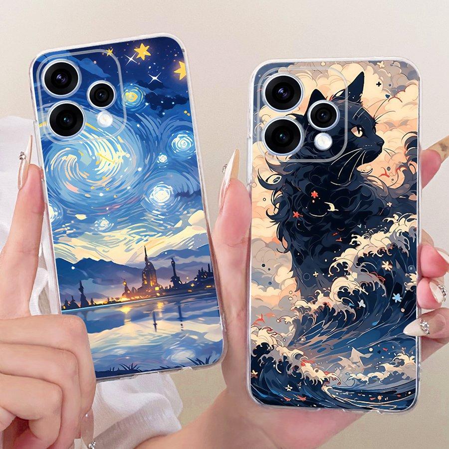 Чехол для OPPO Reno15 Reno 15F Милый Кот Расписной ТПУ Чехол для Телефона для OPPO Reno15 F Reno 15 CPH2825 Защитный Мягкий Силиконовый Capa