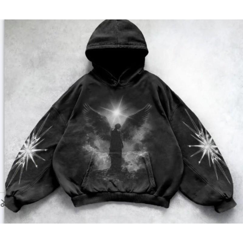 Mens 3D Printed Hooded Sweatshirt Unisex Streetwear Loose Fit Long Sleeve Pullover Casual Top