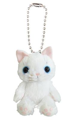 Маскот "Maru no Osanpo" от Naito Design Laboratory, Микемару, Кот, 12 см в высоту, Белый, с шариковой цепочкой, Плюшевая игрушка