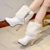 Women Rhine-diamond High Heel Ankle Boots Winter Fashion Pointed Toe Thick Heel New Fashion Dress Chelsea Botas Stilettos Pumps