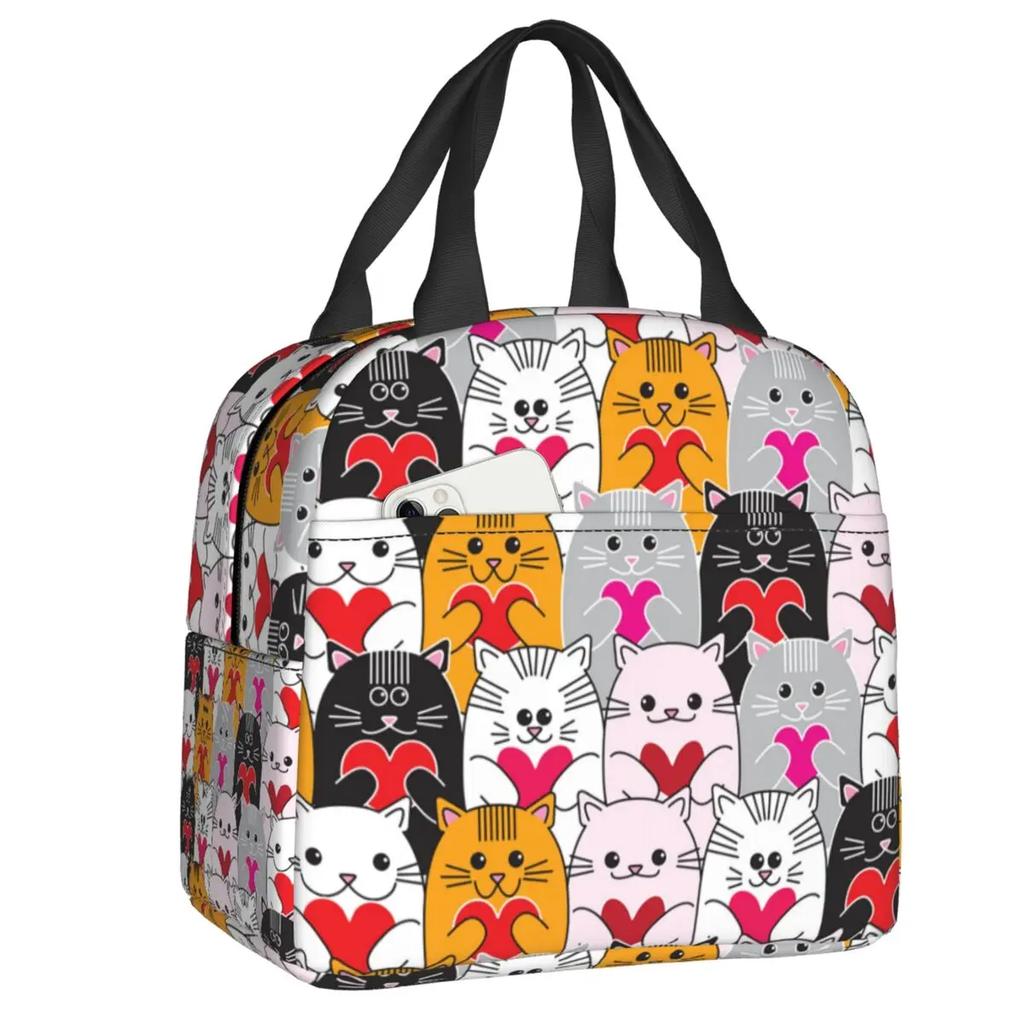 Ланч-бокс Kawai Cats для женщин, герметичный, милый, с изображением животных и котят, термосумка для еды, офисная работа