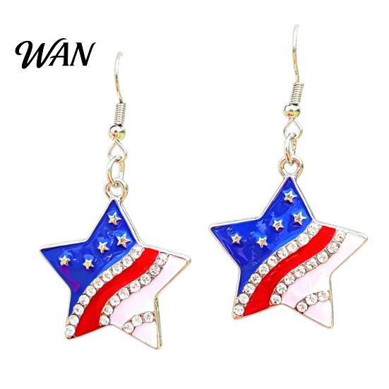 Red White Blue Earrings USA Flag for Women, Patriotic Earrings, American Independence Day Dangle Drop 4th of July Gift Fashion
