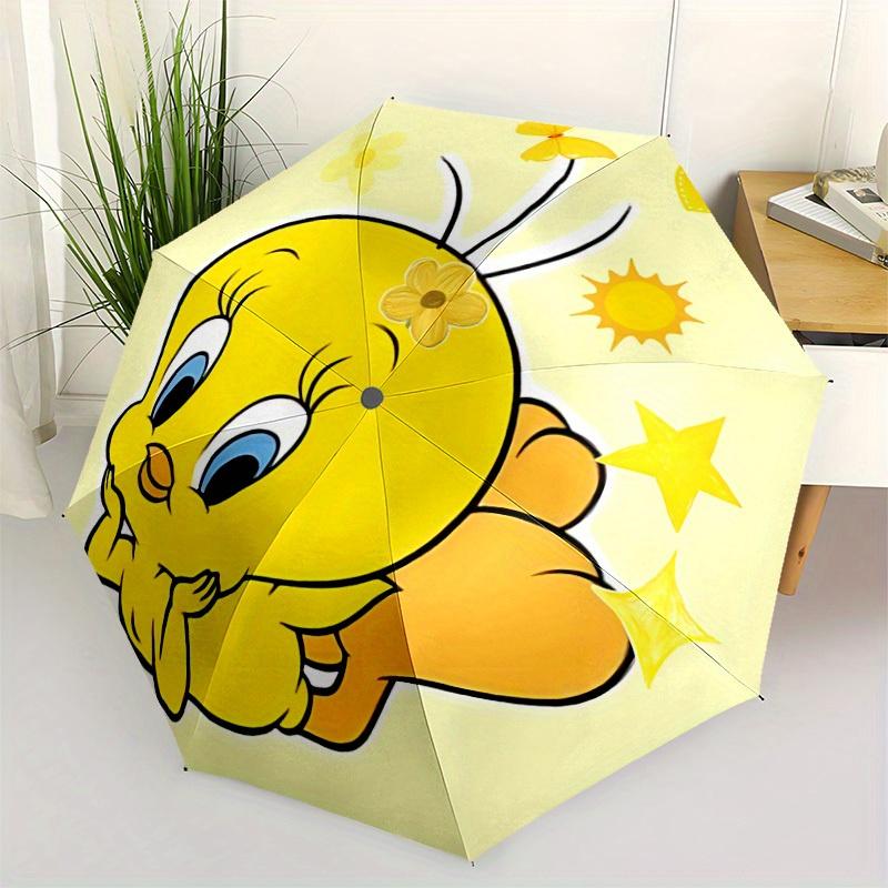 1pc Tweety Bird Looney Tunes Automatic Open/close Folding Portable Umbrella with 8-Rib Structure for Women/Men, All-Season Use a0901026