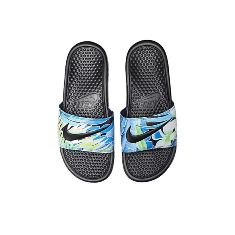 Nike Benassi Сандалии-слайды на толстой подошве для улицы, цельные, с цветочным трендом, резиновые, нескользящие, женская обувь, черные 618919-029