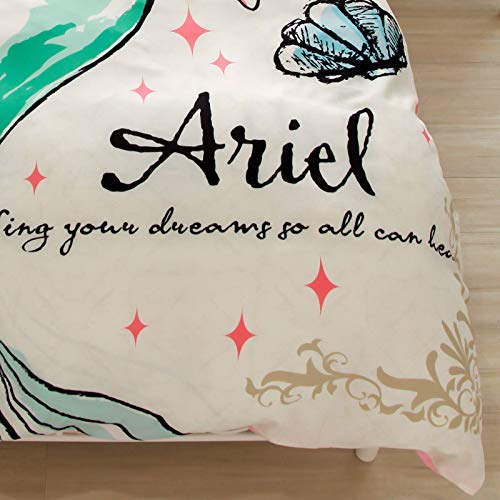 Disney Комплект постельного белья Ariel из 3 предметов: пододеяльник, наволочка, простыня. Пододеяльник для кроватей и футонов. Односпальный. SB-61
