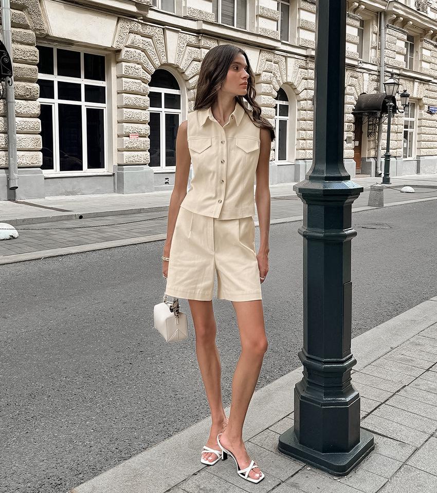 Французский летний женский комплект из хлопка и льна – Топовая, трендовая мода на 2025 год