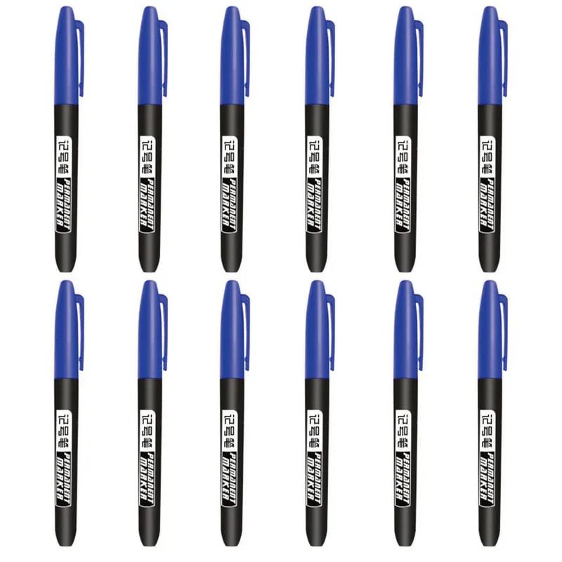 10-12PCs Permanent Marker Pen Fine/Thin & Crude/Twin Nib 1.5mm Waterproof Oil-Based Ink Black Blue Red School Office Supplies