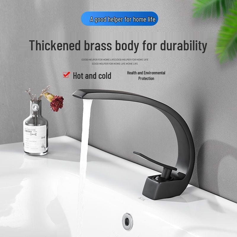 Полностью медный смеситель для раковины в ванной с двумя режимами температуры - Белая отделка