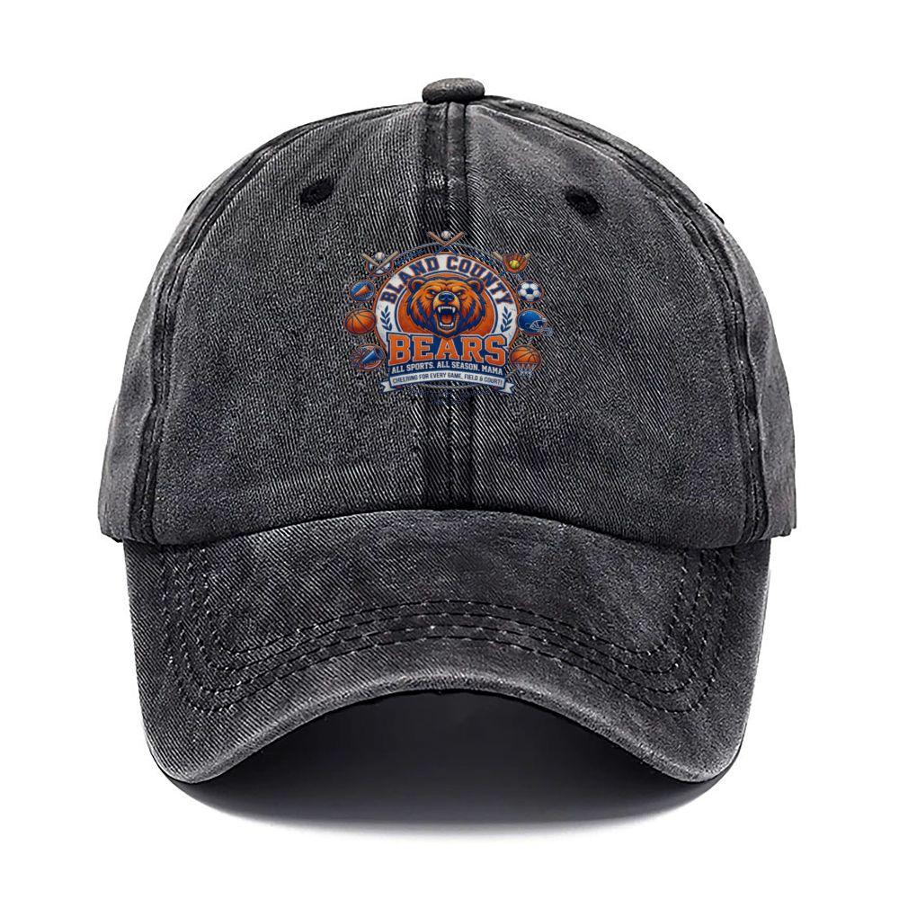 Bland County Bears Retro Baseball Cap Suitable for Games Spirit Alumni Viscose Washed Iconic Unisex for for Field Cour