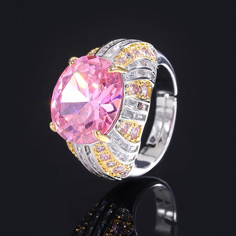 Ювелирное кольцо с рельефным драгоценным камнем, роскошное женское кольцо для ежегодной встречи, высококачественное кольцо с розовым цирконием, подходящее по цвету