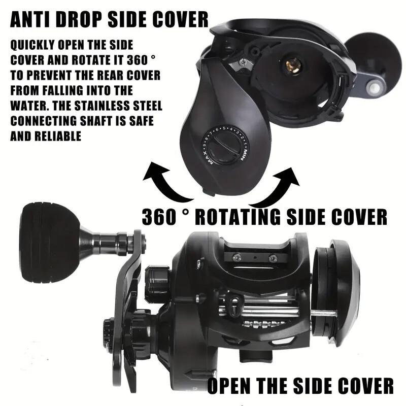 Baitcaster Fishing Reel, 300 Size  Baitcasting Reel, 17kg Max Drag, Freshwater & Saltwater Low Profile Casting Reel for Musky,