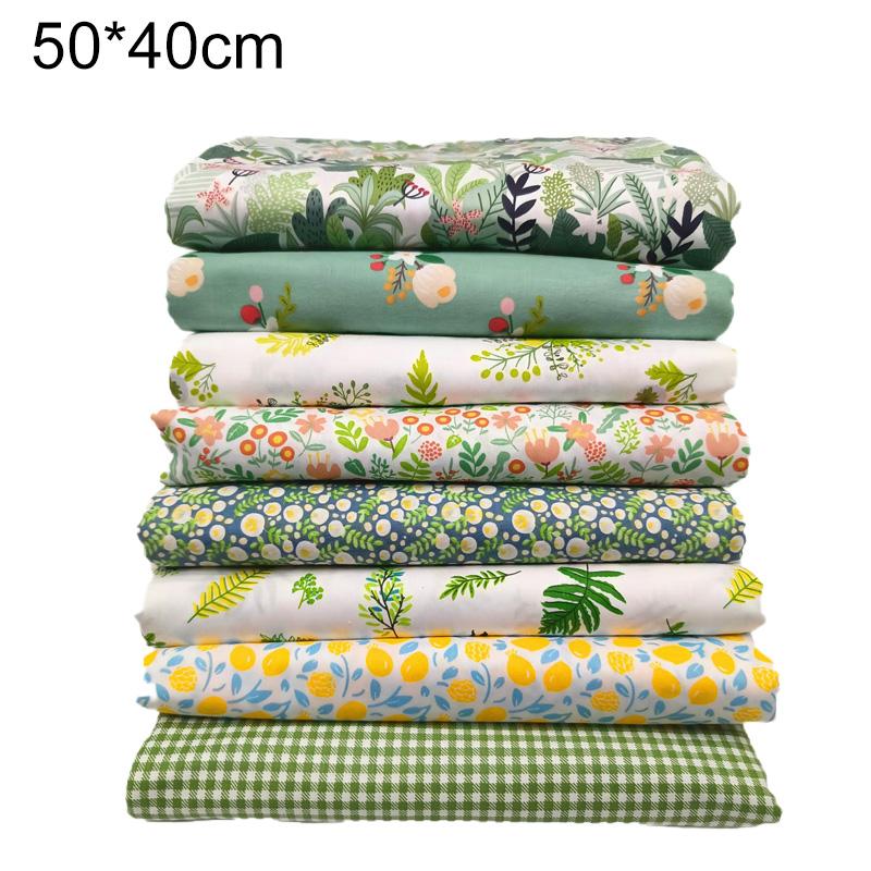 8 штук Хлопок 50*40см Материал ручной работы 25X20см Ткани для шитья и квилтинга DIY Зеленые ткани с принтом Ткань для рукоделия
